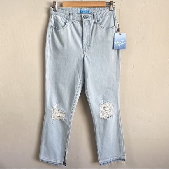 NWT Show Me Your MuMu Brooklyn High Rise Light Wash Raw Hem Jeans - Picture 3 of 10
